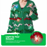 Women's Christmas Ugly Sweater with Garland and Lights