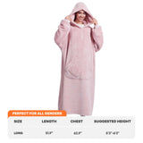 Wearable Blanket Pink Oversized For Adults